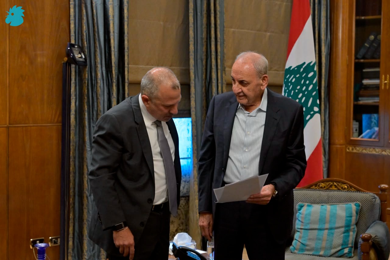 رئيس مجلس النواب نبيه بري والنائب جبران باسيل (نبيل اسماعيل)